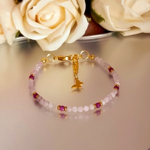 Kunzit rubinnal az önazonosságért, a szívtér nyitásáért és belső erőért , Ékszer, Karkötő, Ásványkarkötő, Ékszerkészítés, MESKA