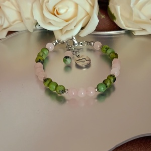 Krizopráz és rózsakvarc ásványkarkötő az érzelmi megújulásért - ékszer - karkötő - ásványkarkötő - Meska.hu