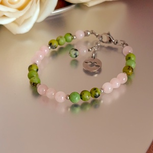Krizopráz és rózsakvarc ásványkarkötő az érzelmi megújulásért - ékszer - karkötő - ásványkarkötő - Meska.hu