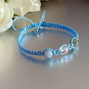 Belső nyugalom, intuíció és angyali védelem � csomózott ásványkarkötő, Ékszer, Karkötő, Ásványkarkötő, Csomózás, Ékszerkészítés, MESKA