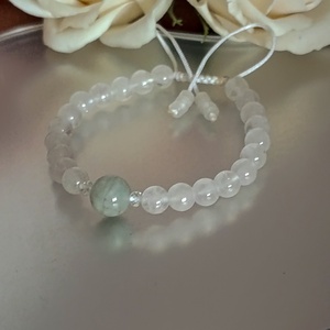 Akvamarin és hegyikristály csomózott karkötő és fülbevaló, a belső béke ékszere - ékszer - ékszerszett - Meska.hu