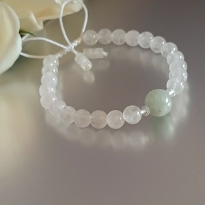 Akvamarin és hegyikristály csomózott karkötő és fülbevaló, a belső béke ékszere - ékszer - ékszerszett - Meska.hu