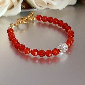 Bőség és teremtő energia karneollal és hegyikristállyal, Ékszer, Karkötő, Ásványkarkötő, Ékszerkészítés, MESKA