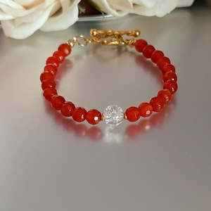 Bőség és teremtő energia karneollal és hegyikristállyal - ékszer - karkötő - ásványkarkötő - Meska.hu