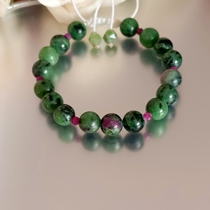 Rubin zoizit és rubin állítható női ásványkarkötő, Ékszer, Karkötő, Ásványkarkötő, Ékszerkészítés, Csomózás, MESKA