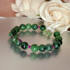 Rubin zoizit és rubin állítható női ásványkarkötő - ékszer - karkötő - ásványkarkötő - Meska.hu