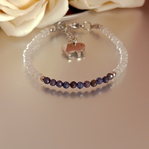 Belső bölcsesség zafírral és hegyikristállyal, elefánt medállal, Ékszer, Karkötő, Ásványkarkötő, Ékszerkészítés, MESKA