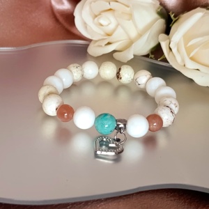 Belső egyensúly női ásványkarkötő citrom krizoprázzal, holdkővel, amazonittal és gyöngyházzal - ékszer - karkötő - ásványkarkötő - Meska.hu