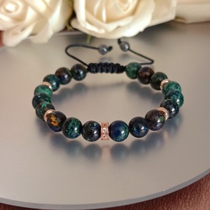 Azurit-malachit állítható női ásványkarkötő - ékszer - karkötő - ásványkarkötő - Meska.hu