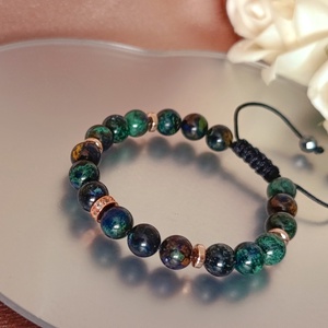 Azurit-malachit állítható női ásványkarkötő - Meska.hu