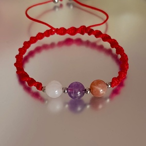 Női egyensúly ásványkarkötő chevron ametiszttel, rózsakvarccal és barack holdkővel  - ékszer - karkötő - ásványkarkötő - Meska.hu