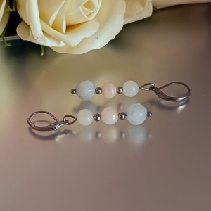  Fülbevaló akvamarinnal és berillel, Ékszer, Fülbevaló, Lógó fülbevaló, Ékszerkészítés, MESKA