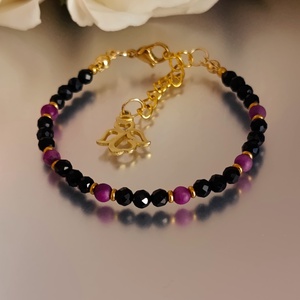 Védelem - lelki erő - átalakulás � fekete turmalin és csaroit karkötő angyal medállal - ékszer - karkötő - ásványkarkötő - Meska.hu