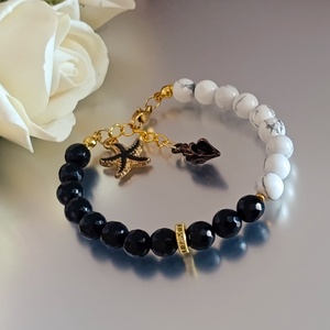 Egyensúly - védelem - nyugodt erő � howlit és fekete obszidián nyári karkötő - Meska.hu