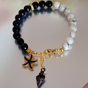 Egyensúly - védelem - nyugodt erő � howlit és fekete obszidián nyári karkötő - ékszer - karkötő - ásványkarkötő - Meska.hu