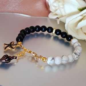 Egyensúly - védelem - nyugodt erő � howlit és fekete obszidián nyári karkötő - ékszer - karkötő - ásványkarkötő - Meska.hu