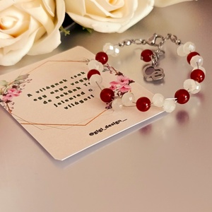 Anyának - duplasoros karkötő karneollal és pezsgőszínű üveggyöngyökkel - Meska.hu