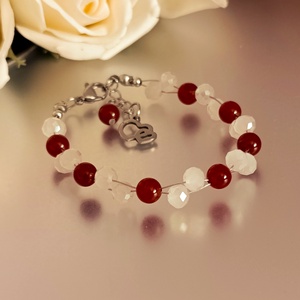 Anyának - duplasoros karkötő karneollal és pezsgőszínű üveggyöngyökkel - ékszer - karkötő - ásványkarkötő - Meska.hu