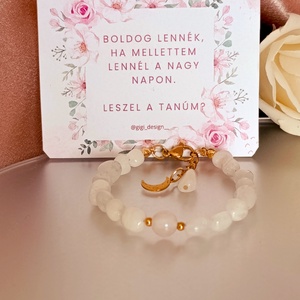 Szivárvány holdkő és madagaszkári rózsakvarc kapcsos női ásványkarkötő Hold medállal - tanúfelkérő - ékszer - karkötő - ásványkarkötő - Meska.hu