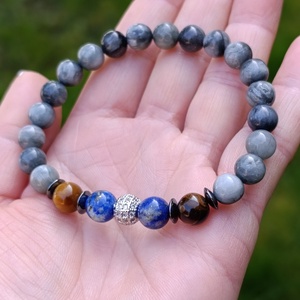 Férfi erő fókusz - védelem � sasszem, lapis lazuli és tigrisszem karkötő - ékszer - karkötő - ásványkarkötő - Meska.hu