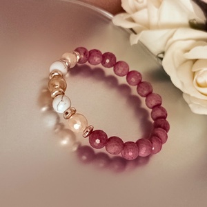 Golden Serenity A minőségű fazettált thulit ásványkarkötő  - Meska.hu