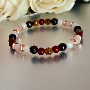 Női szervek ásványkarkötő karneollal, rózsakvarccal, gránáttal, tigrisszemmel és aura holdkővel - ékszer - karkötő - ásványkarkötő - Meska.hu