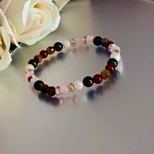 Női szervek ásványkarkötő karneollal, rózsakvarccal, gránáttal, tigrisszemmel és aura holdkővel - ékszer - karkötő - ásványkarkötő - Meska.hu
