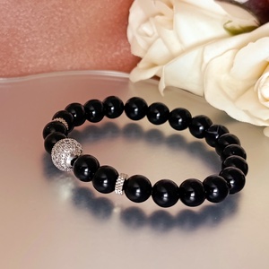 Akaraterő  - védelem - földelés fekete ónix női ásványkarkötő  - Meska.hu