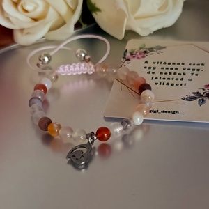 Pink botswana achát karkötő állítható kivitel Anyák napjára - Meska.hu