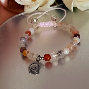 Pink botswana achát karkötő állítható kivitel Anyák napjára - ékszer - karkötő - ásványkarkötő - Meska.hu