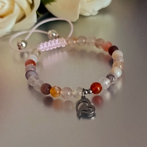 Pink botswana achát karkötő állítható kivitel Anyák napjára - ékszer - karkötő - ásványkarkötő - Meska.hu