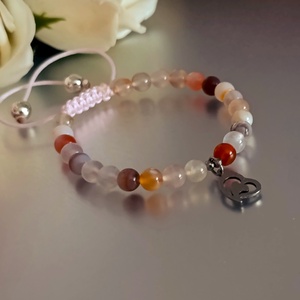 Pink botswana achát karkötő állítható kivitel Anyák napjára - ékszer - karkötő - ásványkarkötő - Meska.hu
