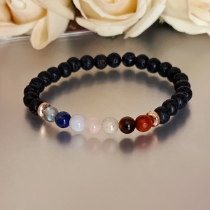 Női csakra karkötő lávakő alapon � egyensúly és tudatos jelenlét, aroma ékszer - ékszer - karkötő - ásványkarkötő - Meska.hu
