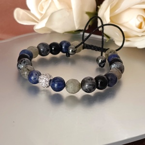 Belső rend - erő -stabilitás férfi állítható ásványkarkötő  - ékszer - karkötő - ásványkarkötő - Meska.hu