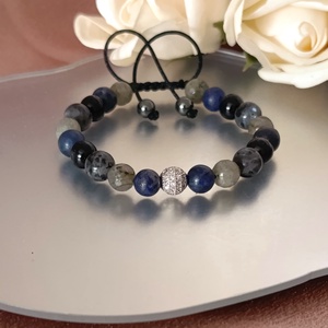 Belső rend - erő -stabilitás férfi állítható ásványkarkötő  - Meska.hu