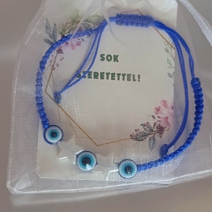 Védelmező szem csomózott karkötő csillagokkal - ékszer - karkötő - fonott karkötő - Meska.hu