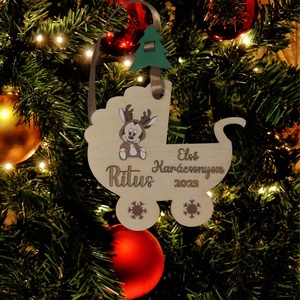 Első karácsonyom babakocsi formájú karácsonyfadísz - karácsony - karácsonyi lakásdekoráció - karácsonyfadíszek - Meska.hu