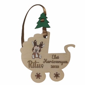 Első karácsonyom babakocsi formájú karácsonyfadísz - karácsony - karácsonyi lakásdekoráció - karácsonyfadíszek - Meska.hu