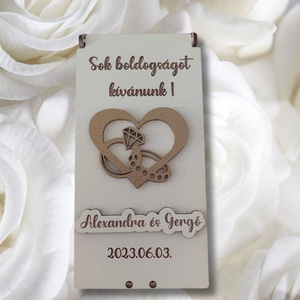 Esküvői pénzátadó dobozka gyűrűvel és szívvel, Esküvő, Emlék & Ajándék, Nászajándék, Esküvői pénzátadó doboz, Gravírozás, pirográfia, Festett tárgyak, MESKA