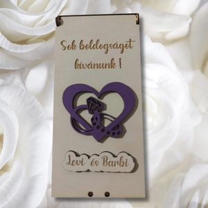 Esküvői pénzátadó dobozka gyűrűvel és szívvel - esküvő - emlék & ajándék - nászajándék - esküvői pénzátadó doboz - Meska.hu