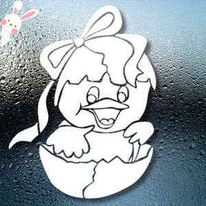 Cuki csibe masnival dekormatrica, Otthon & Életmód, Dekoráció, Ajtó- és ablak dekoráció, Ablakmatrica, Gravírozás, pirográfia, MESKA