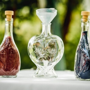 Ceremónia-Homoköntő szett NAGY szív üveggel - Meska.hu