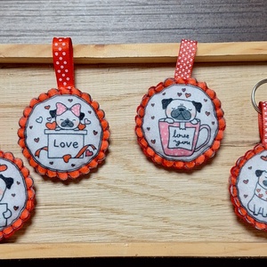 Filc szerelmes kutyák kulcstartó, táskadísz, függődísz - táska & tok - kulcstartó & táskadísz - kulcstartó - Meska.hu