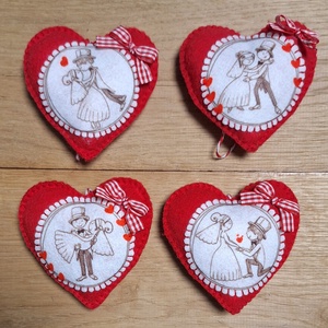 Jegyespár filc szív, szívek. - Meska.hu