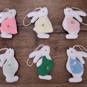 Húsvéti filc nyuszi lány, nyuszi fiú, nyuszi pár - ünnepi díszek, dekorációk - húsvéti díszek és dekorációk - Meska.hu