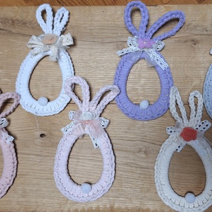 Makramé horgolt húsvéti tojás, nyuszi - otthon & életmód - dekoráció - fali és függő dekoráció - függődísz - Meska.hu