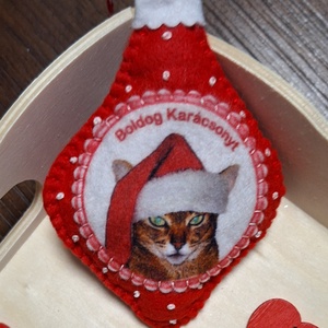 Kutyás, cicás hímzett  filc karácsonyfa díszek - karácsony - karácsonyi lakásdekoráció - karácsonyfadíszek - Meska.hu