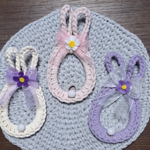 Makramé horgolt húsvéti tojás, nyuszi - otthon & életmód - dekoráció - fali és függő dekoráció - függődísz - Meska.hu