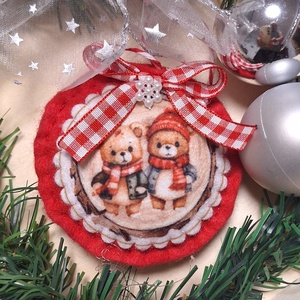 Mintás filc karácsonyfa díszek, Karácsony, Karácsonyi lakásdekoráció, Karácsonyfadíszek, Hímzés, MESKA
