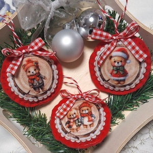 Mintás filc karácsonyfa díszek, Karácsony, Karácsonyi lakásdekoráció, Karácsonyfadíszek, Hímzés, MESKA